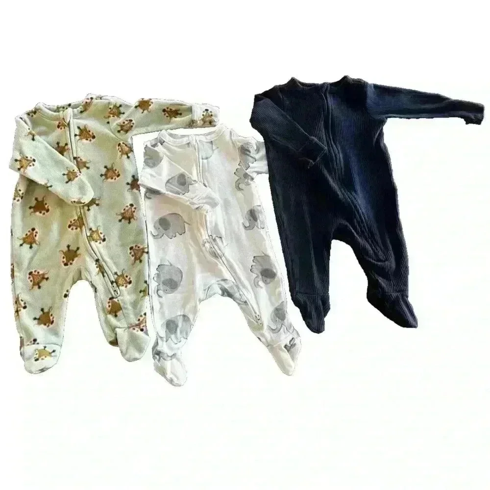 OLD NAVY. Lot of 3 Baby Boy Pajamas Long Sleeve 0-3 Months - Picture 1 of 16